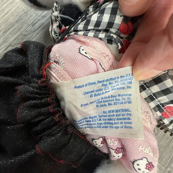 Build-A-Bear Workshop Black White Cow Plush Ladybug Shirt Denim Shorts Outfit - Picture 3 of 4